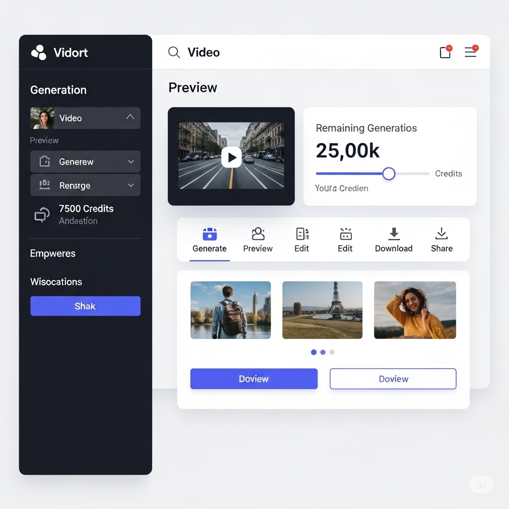 PixVerse.ai dashboard showcasing AI-generated video from text prompt and image animation tools with editing timeline