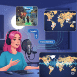 AI voice generation using ElevenLabs platform interface ElevenLabs voice cloning tool demo on screen Illustration of ethical issues in AI speech synthesis Multilingual dubbing example created with ElevenLabs Sound effects being generated from text prompts